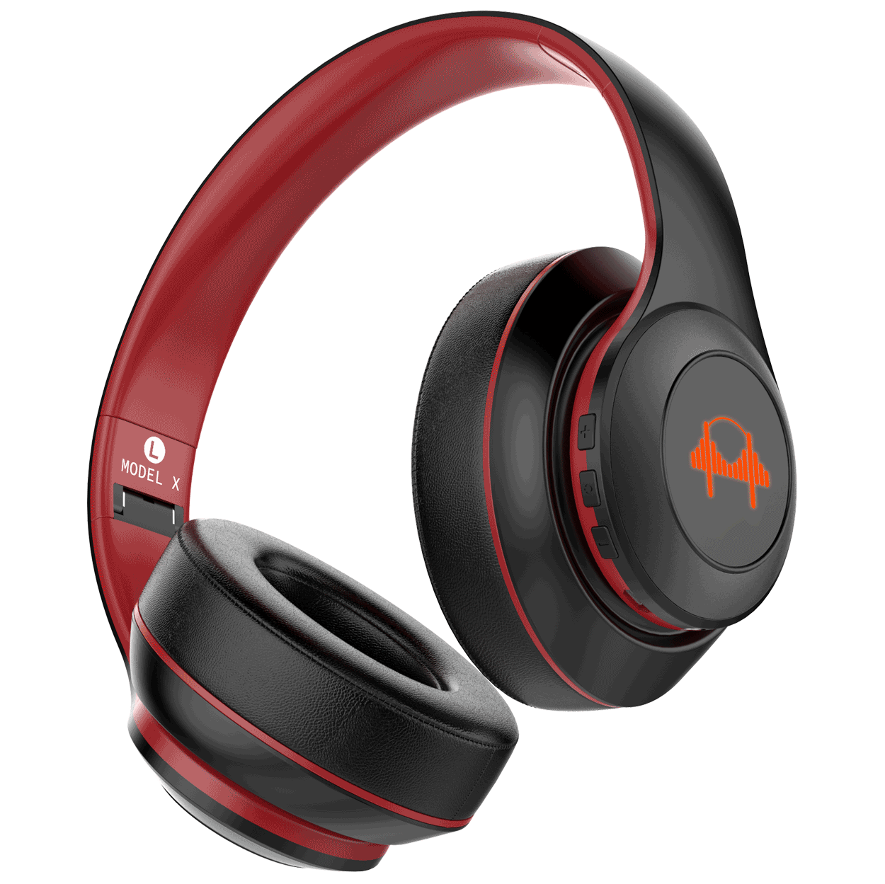 Premium headphones with black and red color scheme